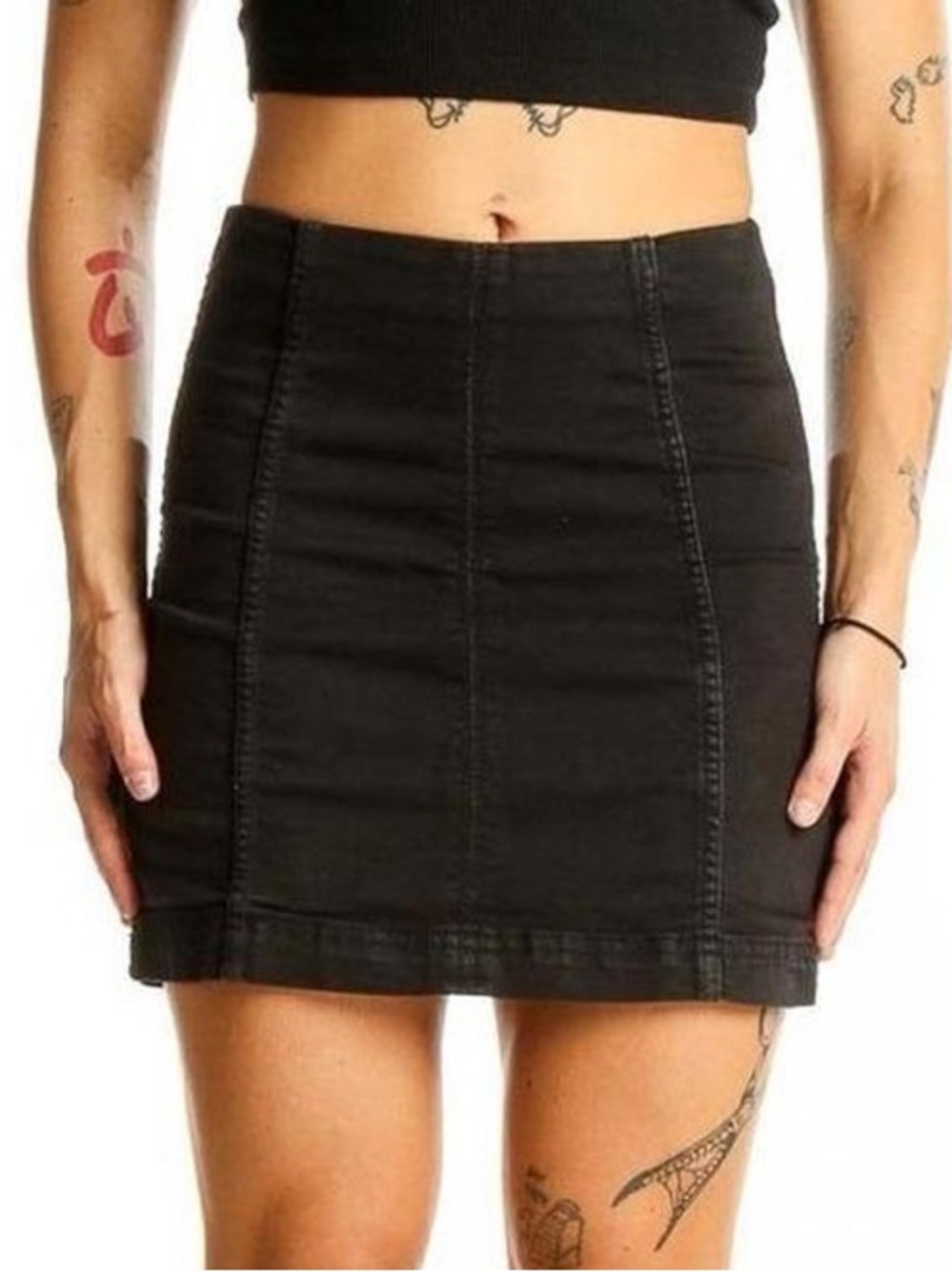 Free people size 6 Black High-Waist Mini Skirt - Women's Classic A-Line
